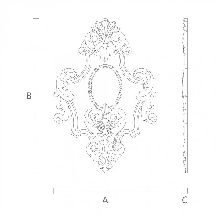 Красивая резная накладка из дерева N-149 для преобразования мебели и интерьера чертеж
