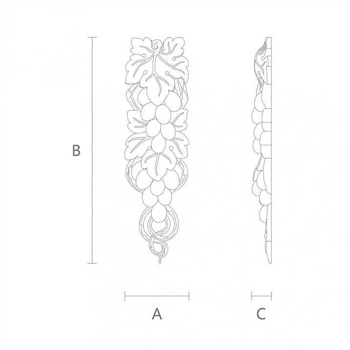 Резная накладка N-259 от магазина декора для интерьера Stavros чертеж