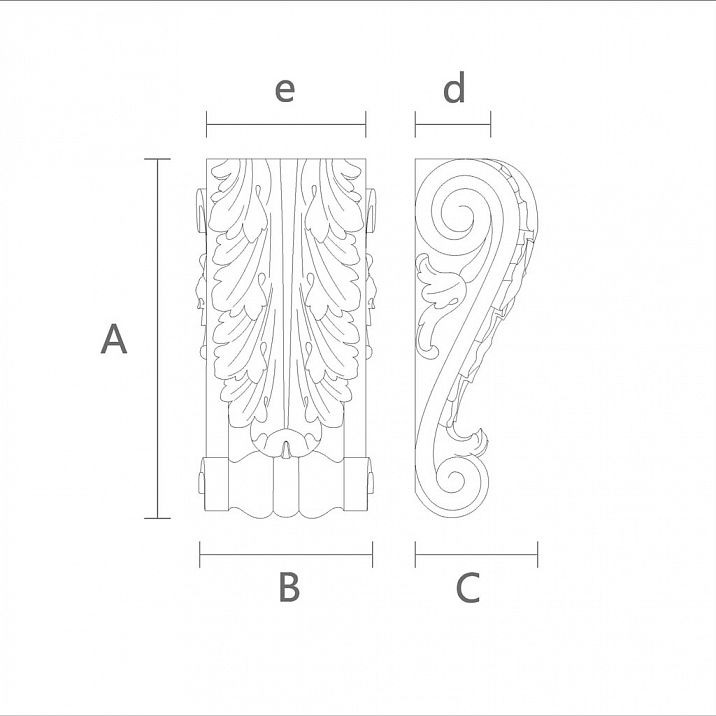 Чертеж  резной кронштейн КР-003 из массива дерева