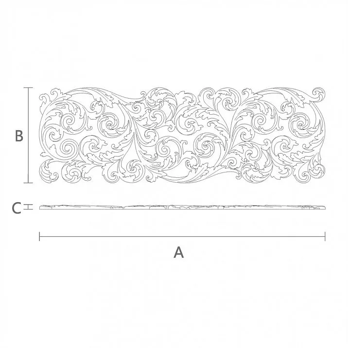 Резьба по дереву в виде вензеля - резная накладка N-354L чертеж