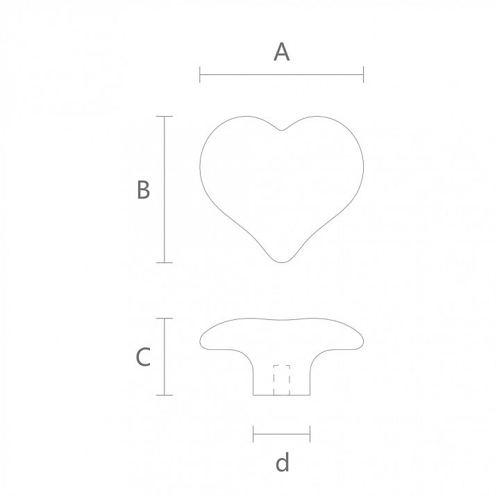 Ручка для детской мебели из массива Heart HL-045 чертеж