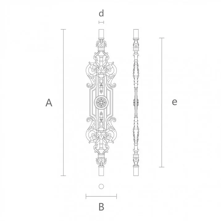 Изысканная балясина из дерева L-033 с резными листьями чертеж