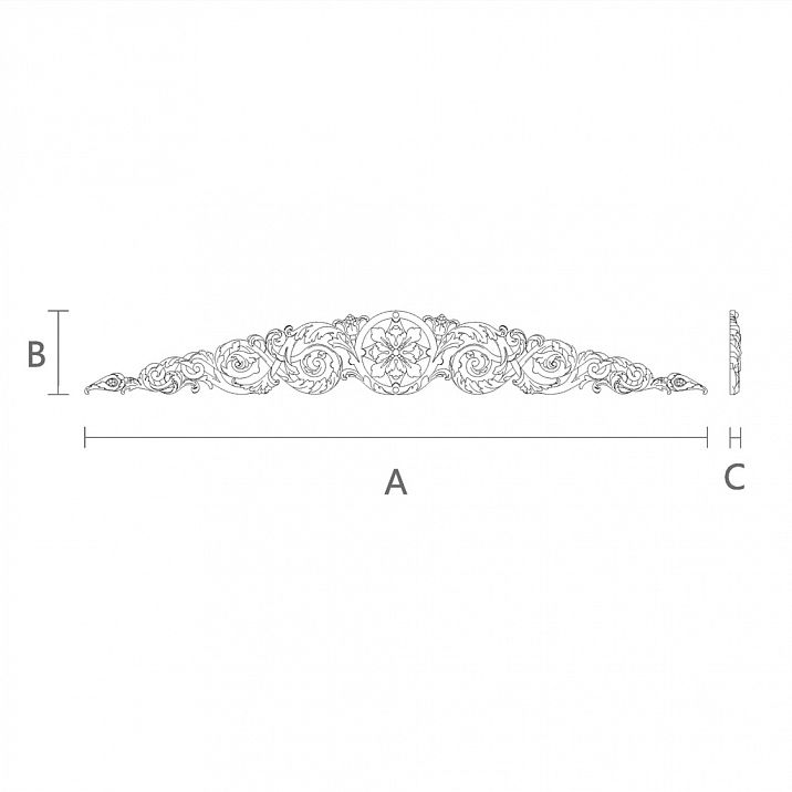 Резная накладка N-328 - декоративный элемент из дерева с красивой резьбой чертеж