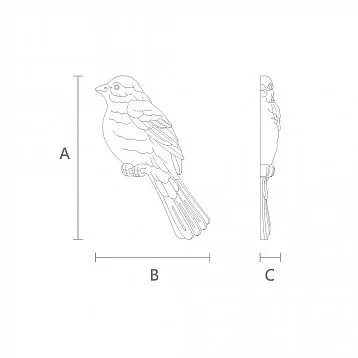Резная накладка N-477R в форме птицы на фоне чертеж