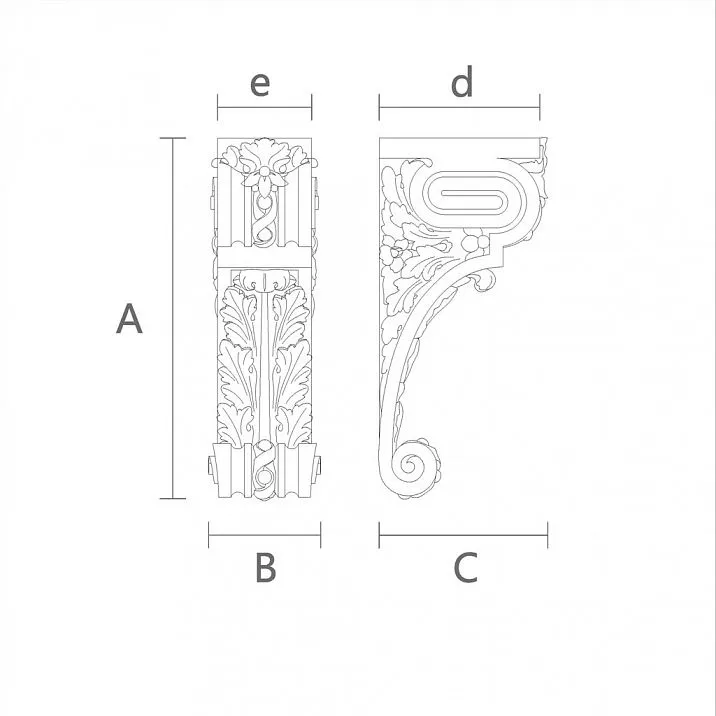 Элегантный деревянный кронштейн KR-056 чертеж