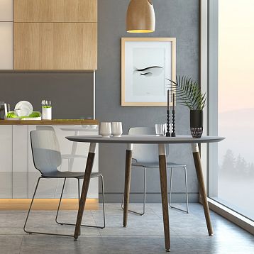 Современная кухня с элегантным столом Fjord 002-007 и двумя стильными стульями