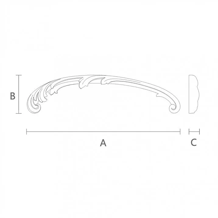 Декоративный элемент из дерева, резной, для создания уюта и гармонии в интерьере - декоративная накладка N-429L чертеж