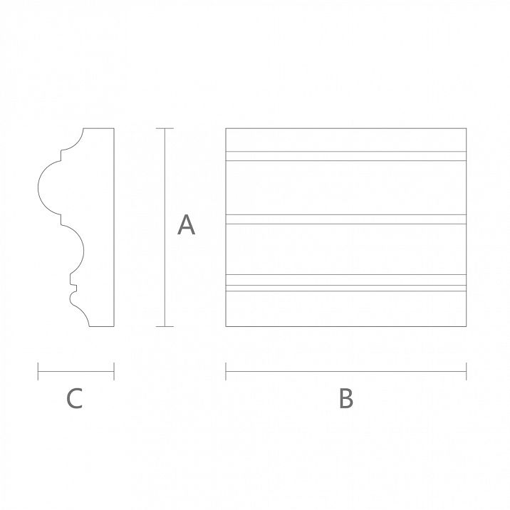 Молдинг MLD-023 из натурального дерева. Профиль из дуба MLD-023 для декора чертеж