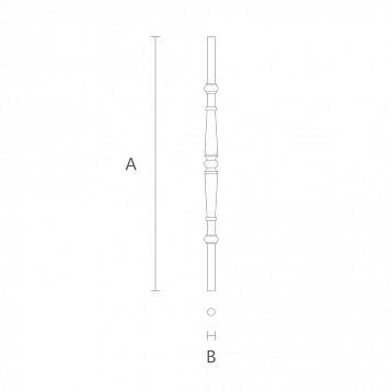 Балясина для лестницы из дерева L-056 н чертеж
