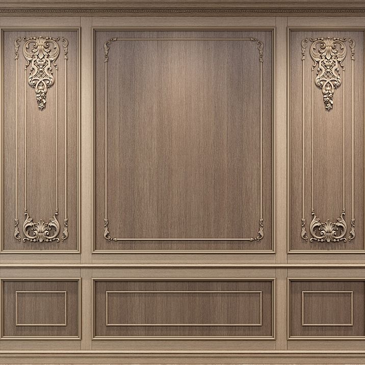 Комплект декора C-005-1-2 стена с применением деревянного декора в интерьере