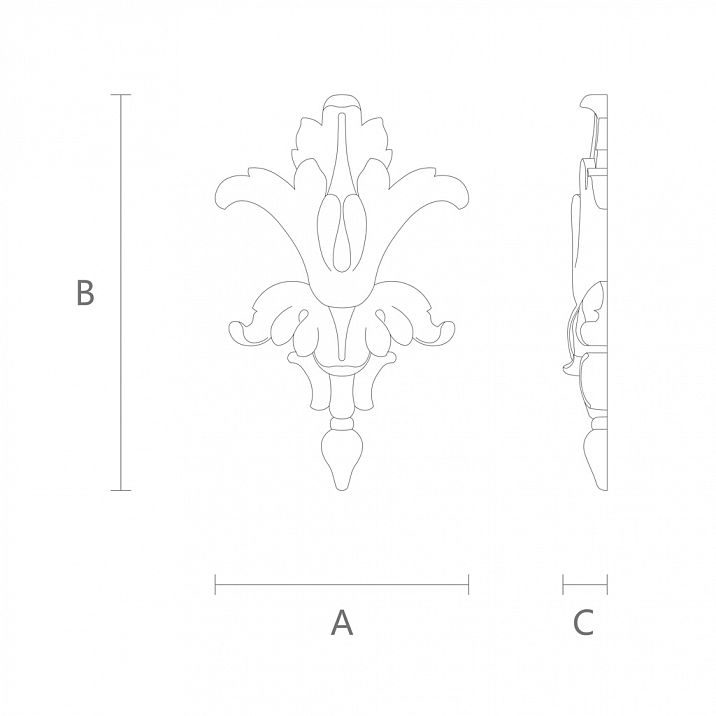Накладной элемент декора N-112 из дерева черетеж