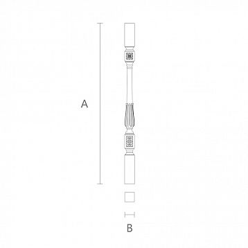 Балясина из дерева L-035 для лестниц в стиле классицизм, рококо, ампир или модерн чертеж