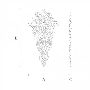 Резная накладка N-255 для декора фасадов, мебели, стен  чертеж