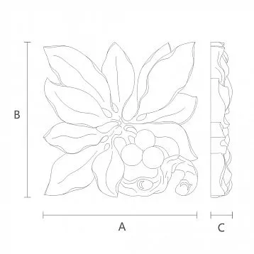 Декор интерьера - декоративная накладка из дерева с цветочным орнаментом N-318L чертеж